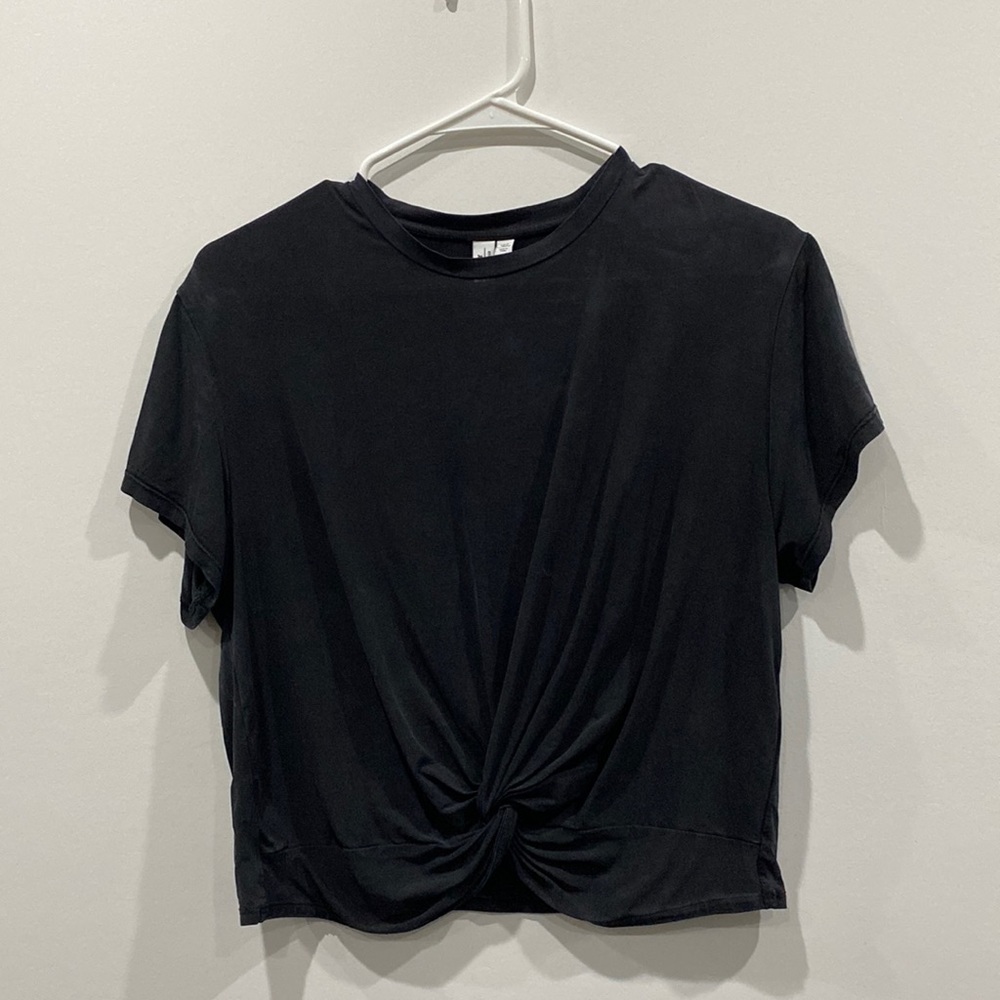 And other stories front tie black tshirt size 0. Washed black.